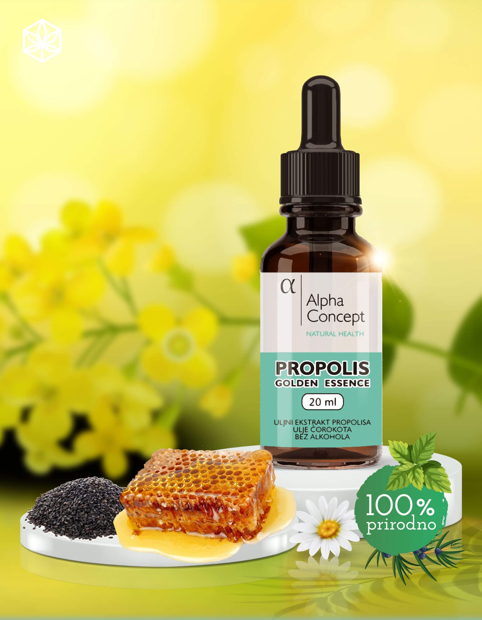 Alpha Concept Propolis Golden Essence, kapi u bočici, ekstrakt propolisa za imunitet